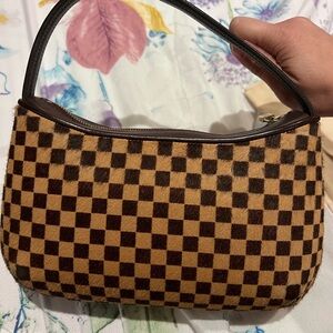 Brown Checkerboard Shoulder Bag